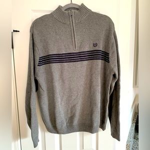 Men’s Large Winter Quarter Zip Sweater- Chaps Grey